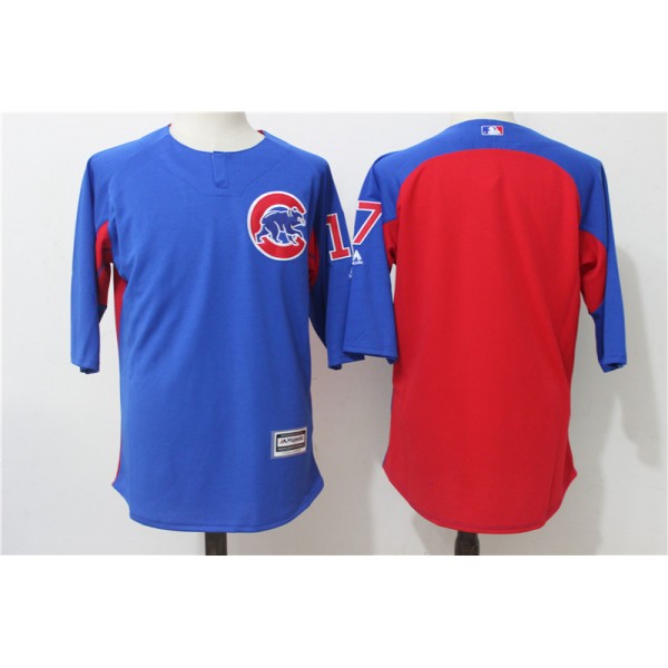Chicago Cubs #17 Kris Bryant Blue Red Authentic Collection On-Field 3/4 Sleeve Batting Practice Stitched Jersey