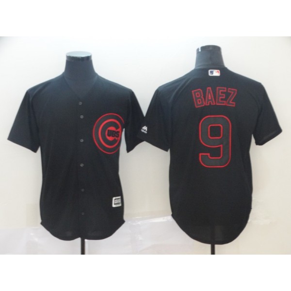 Chicago Cubs #9 Javier Baez Black Lights Out Stitched Jersey