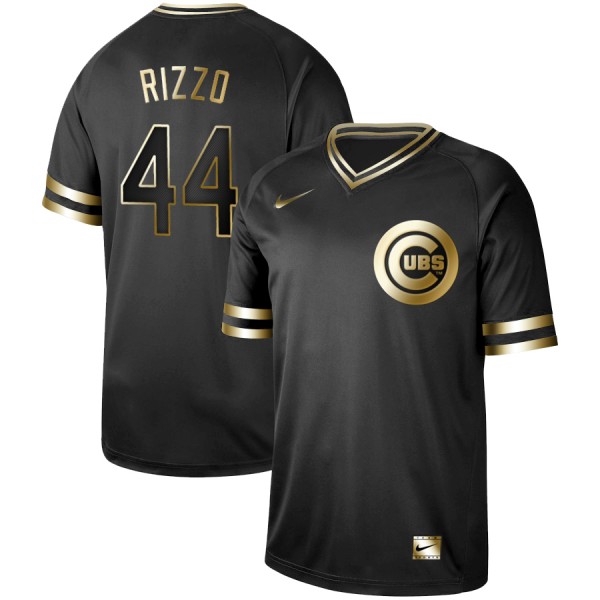 Chicago Cubs #44 Anthony Rizzo Black Gold Stitched Jersey