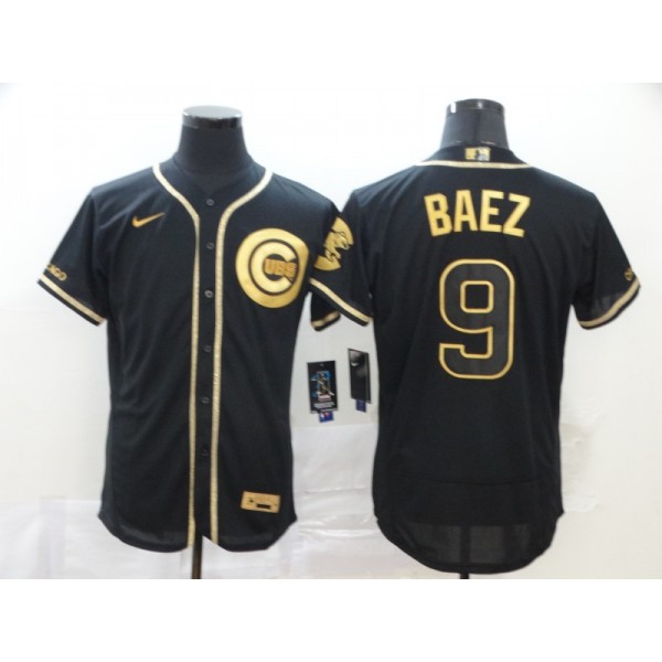 Chicago Cubs #9 Javier Baez Black Golden Flex Base Stitched Jersey