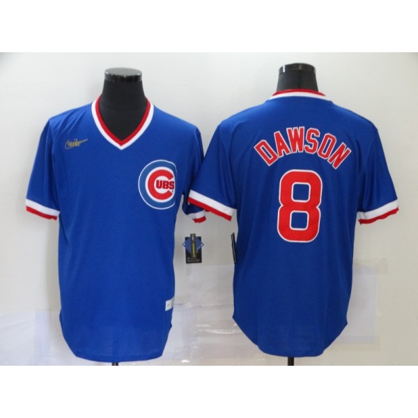 Chicago Cubs #8 Andre Dawson Blue Throwback Cool Base Stitched Jersey