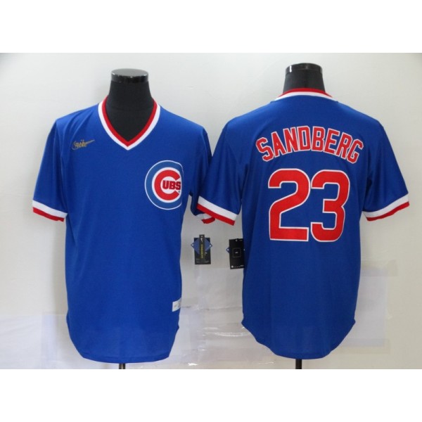 Chicago Cubs #23 Ryne Sandberg Blue Throwback Cool Base Stitched Jersey