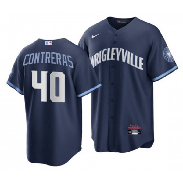 Chicago Cubs #40 Willson Contreras Navy City Connect Stitched Jersey