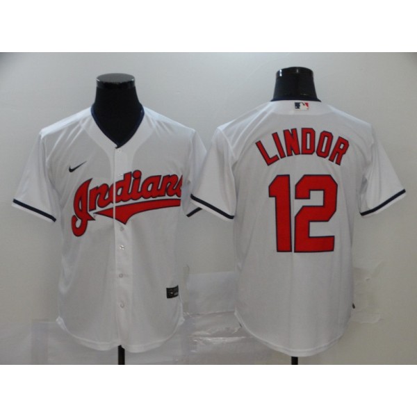 Cleveland Indians #12 Francisco Lindor White Cool Base Stitched Jersey