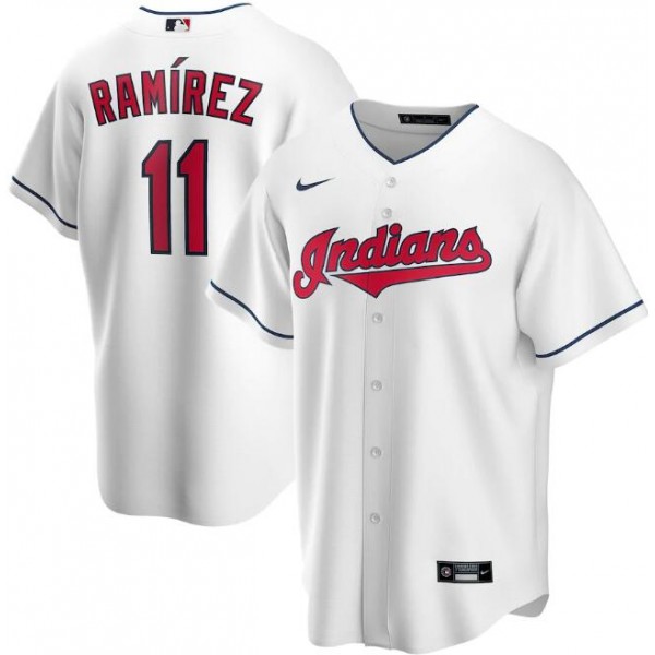 Cleveland Indians White #11 José Ramírez Cool Base Stitched Jersey