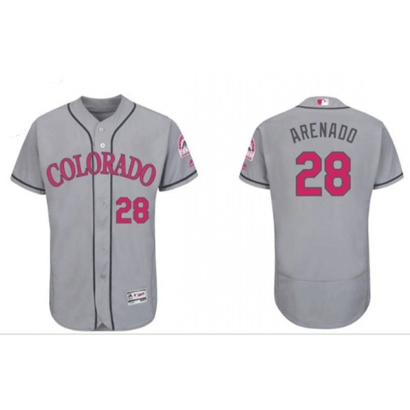 Colorado Rockies #28 Nolan Arenado Gray Flexbase Stitched Jersey
