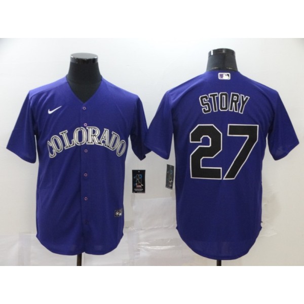Colorado Rockies #27 Trevor Story Purple Cool Base Stitched Jersey