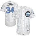 Cubs #34 Jon Lester White(Blue Strip) Flexbase Authentic Collection 2016 Father's Day Stitched Jersey