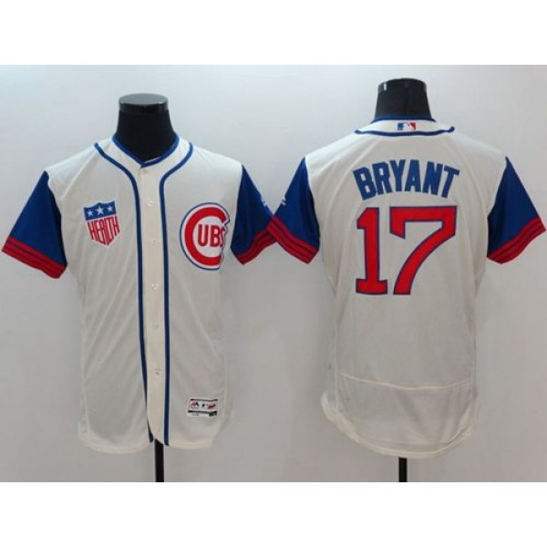 Cubs #17 Kris Bryant Cream Blue Flexbase Authentic Collection 1942 Turn Back The Clock Stitched Jersey