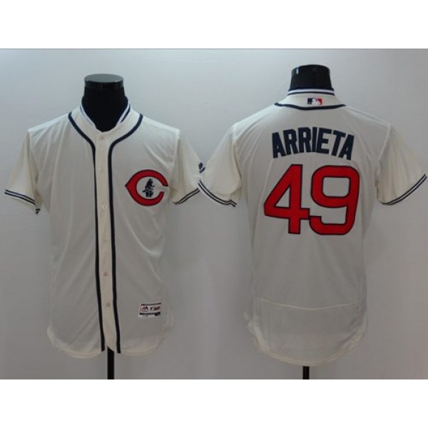 Cubs #49 Jake Arrieta Cream Flexbase Authentic Collection 1929 Turn Back The Clock Stitched Jersey