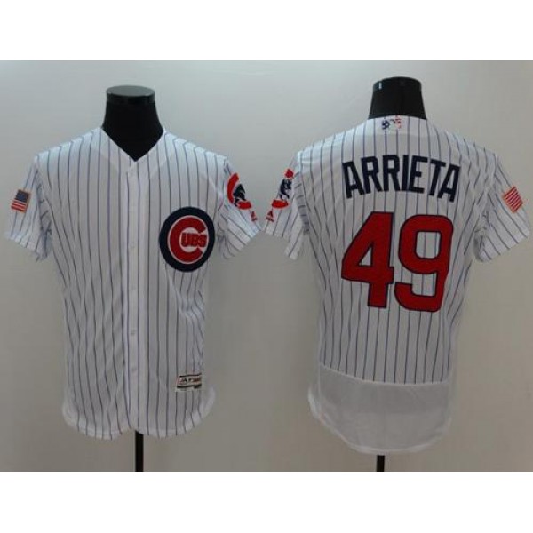 Cubs #49 Jake Arrieta White Fashion Stars Stripes Flexbase Authentic Stitched Jersey