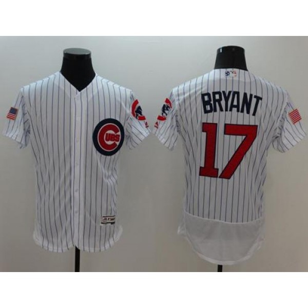 Cubs #17 Kris Bryant White Fashion Stars Stripes Flexbase Authentic Stitched Jersey