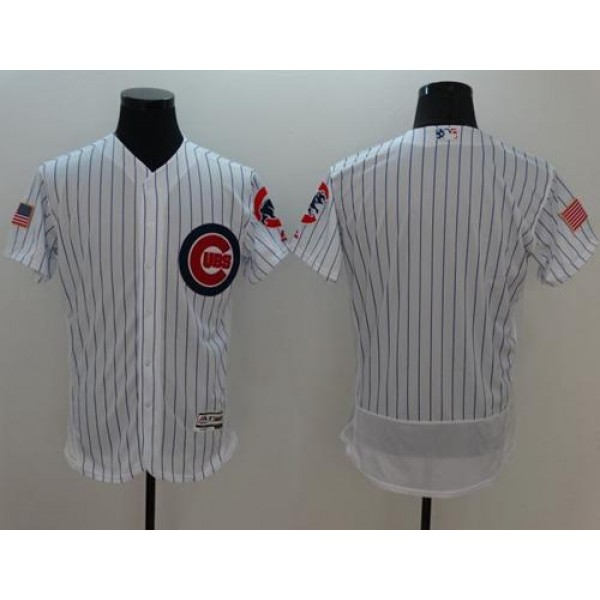 Cubs Blank White Fashion Stars Stripes Flexbase Authentic Stitched Jersey