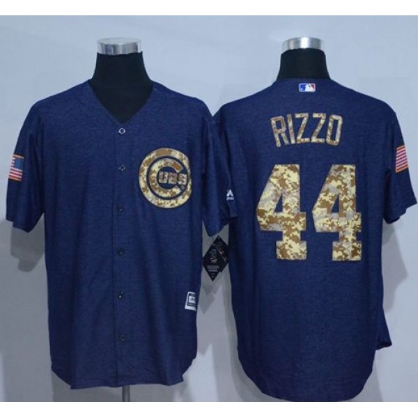 Cubs #44 Anthony Rizzo Denim Blue Salute To Service Stitched Jersey