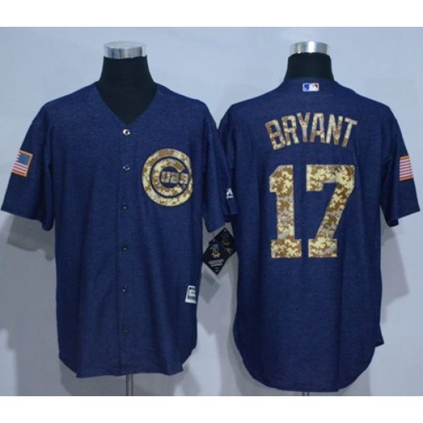 Cubs #17 Kris Bryant Denim Blue Salute To Service Stitched Jersey
