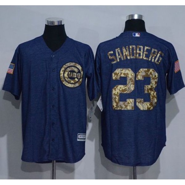 Cubs #23 Ryne Sandberg Denim Blue Salute To Service Stitched Jersey