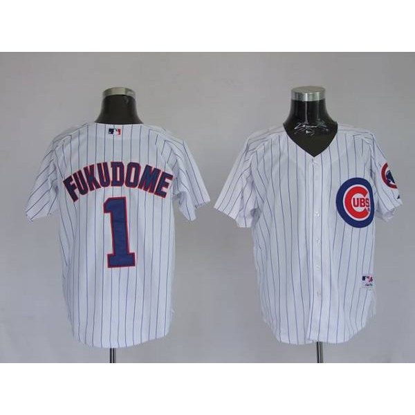 Cubs #1 Kosuke Fukudome Stitched White Jersey