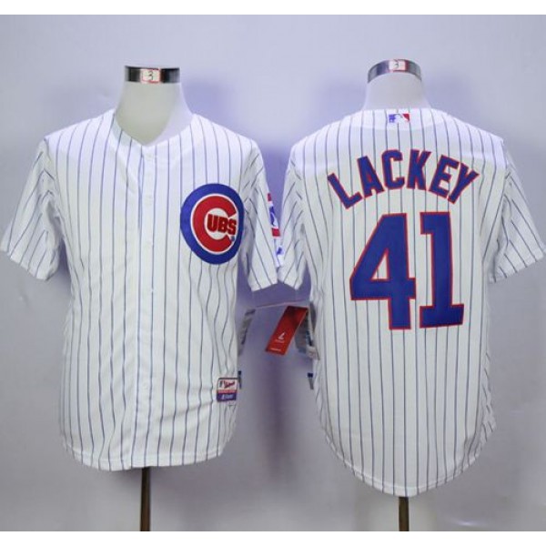 Cubs #41 John Lackey White Cool Base Stitched Jersey