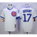 Cubs #17 Kris Bryant White Strip Home Cooperstown Stitched Jersey