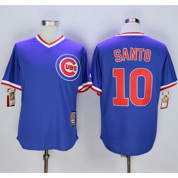 Cubs #10 Ron Santo Blue Cooperstown Stitched Jersey