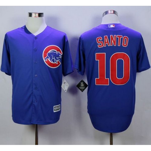 Cubs #10 Ron Santo Blue New Cool Base Stitched Jersey