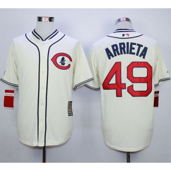 Cubs #49 Jake Arrieta Cream 1929 Turn Back The Clock Stitched Jersey