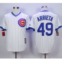 Cubs #49 Jake Arrieta White Strip Home Cooperstown Stitched Jersey