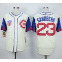 Cubs #23 Ryne Sandberg Cream Blue 1942 Turn Back The Clock Stitched Jersey