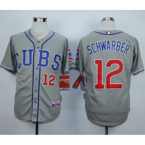 Cubs #12 Kyle Schwarber Grey Cool Base Stitched Jersey