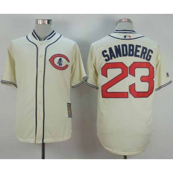 Cubs #23 Ryne Sandberg Cream 1929 Turn Back The Clock Stitched Jersey