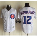 Cubs #12 Kyle Schwarber New White Strip Cool Base Stitched Jersey