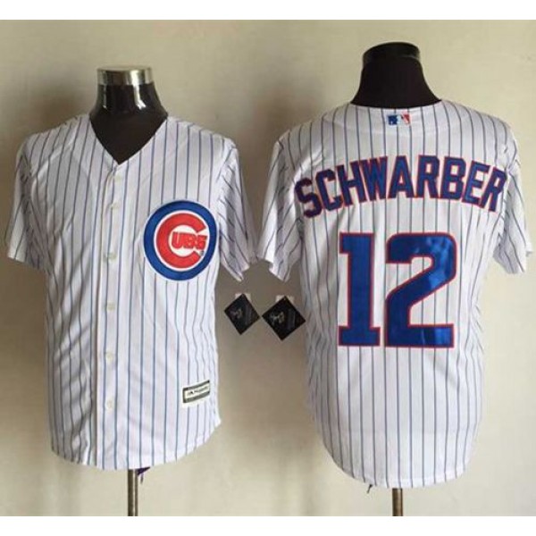 Cubs #12 Kyle Schwarber New White Strip Cool Base Stitched Jersey