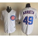 Cubs #49 Jake Arrieta White Strip New Cool Base Stitched Jersey