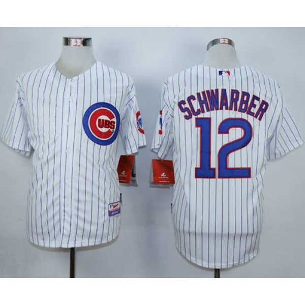 Cubs #12 Kyle Schwarber White Strip Cool Base Stitched Jersey