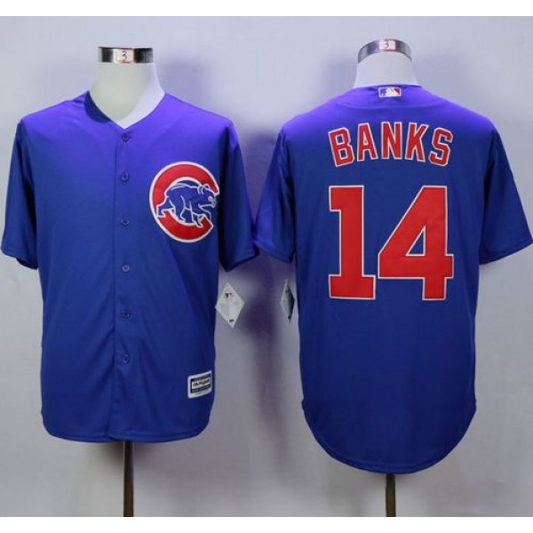 Cubs #14 Ernie Banks Blue New Cool Base Stitched Jersey