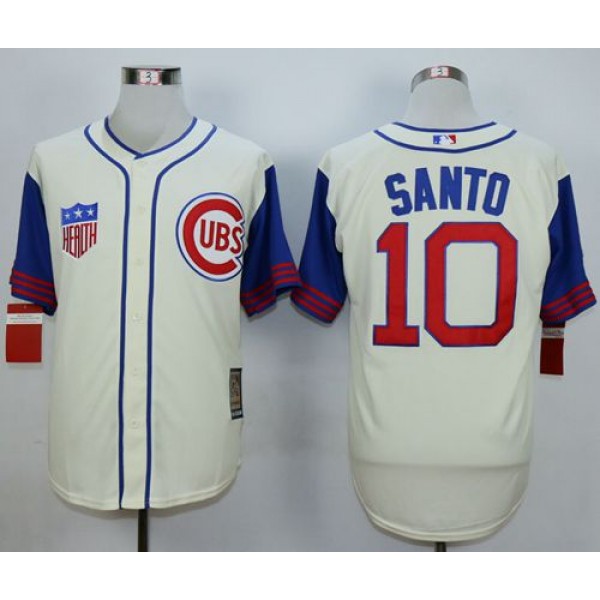 Cubs #10 Ron Santo Cream 1942 Turn Back The Clock Stitched Jersey