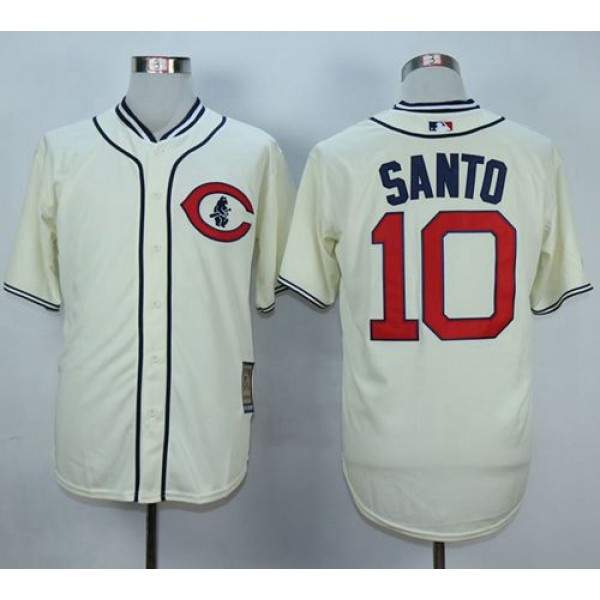 Cubs #10 Ron Santo Cream 1929 Turn Back The Clock Stitched Jersey
