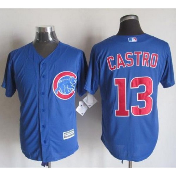 Cubs #13 Starlin Castro Blue New Cool Base Stitched Jersey
