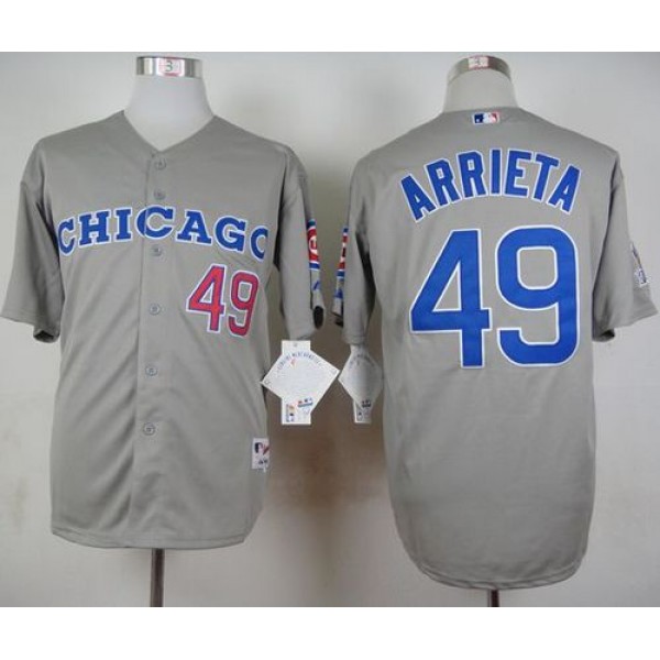 Cubs #49 Jake Arrieta Grey 1990 Turn Back The Clock Stitched Jersey