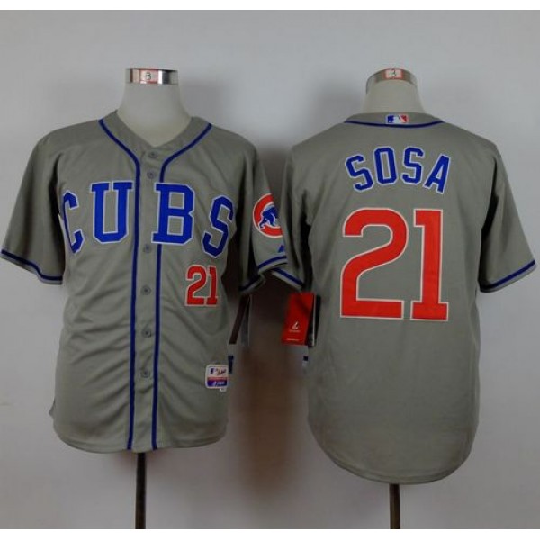 Cubs #21 Sammy Sosa Grey Alternate Road Cool Base Stitched Jersey