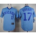 Cubs #17 Kris Bryant Blue(White Strip) Cooperstown Throwback Stitched Jersey