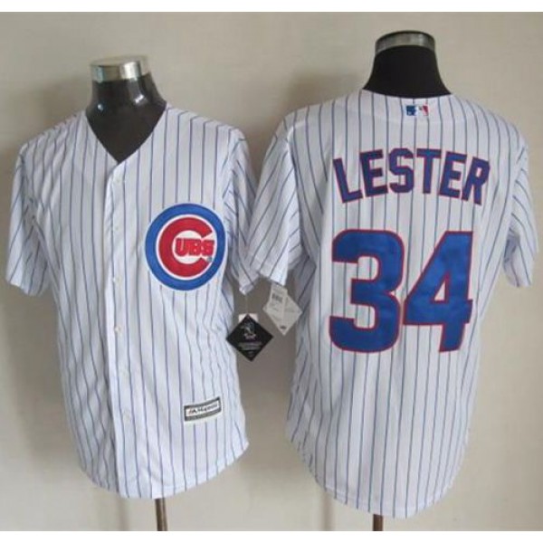 Cubs #34 Jon Lester White Strip New Cool Base Stitched Jersey