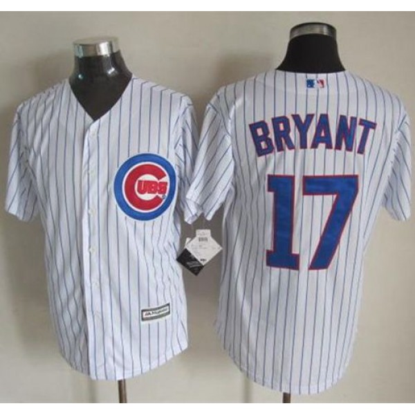 Cubs #17 Kris Bryant White Strip New Cool Base Stitched Jersey