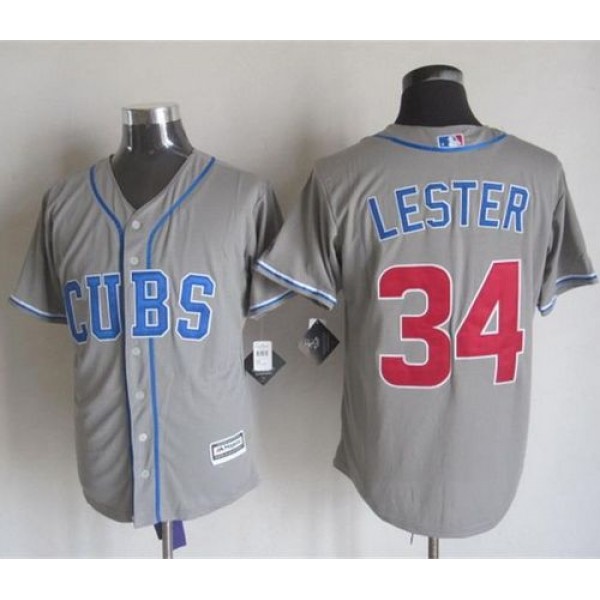 Cubs #34 Jon Lester Grey Alternate Road New Cool Base Stitched Jersey