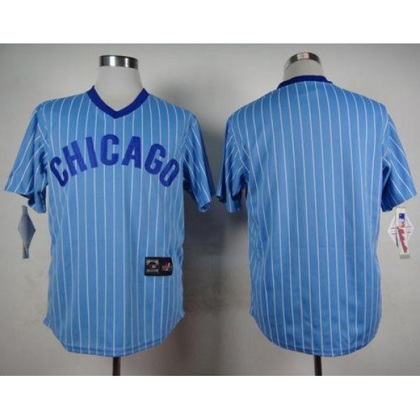 Cubs Blank Blue(White Strip) Cooperstown Throwback Stitched Jersey