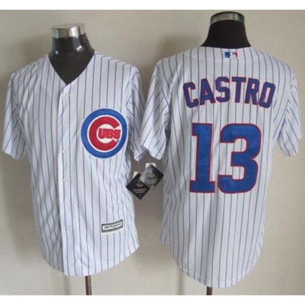 Cubs #13 Starlin Castro White Strip New Cool Base Stitched Jersey