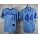 Cubs #44 Anthony Rizzo Blue(White Strip) Cooperstown Throwback Stitched Jersey