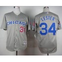 Cubs #34 Jon Lester Grey 1990 Turn Back The Clock Stitched Jersey