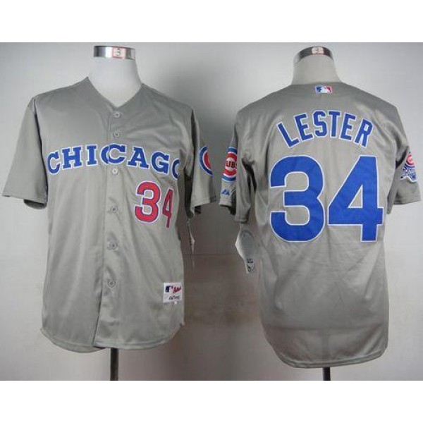Cubs #34 Jon Lester Grey 1990 Turn Back The Clock Stitched Jersey