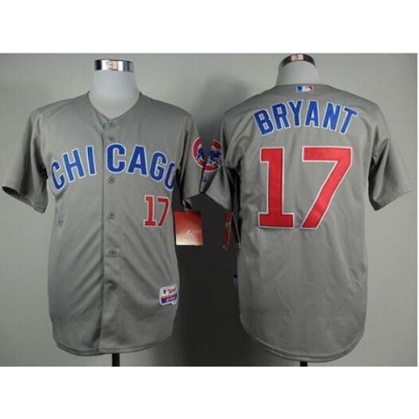 Cubs #17 Kris Bryant Grey Road Cool Base Stitched Jersey